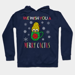 We Wish You A Merry Cactus - Small Christmas Cactus In Poinsettia Mug Hoodie